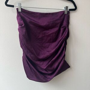 And Now This Womens Mini Skirt Ruched Side Zip Bodycon Purple Size Extra Small